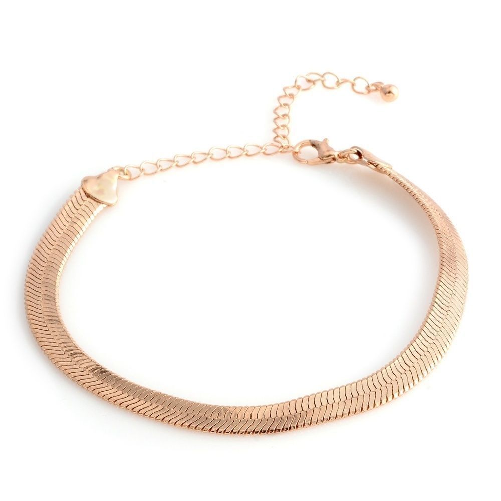 Anklet Goldtone Herringbone (11 in)